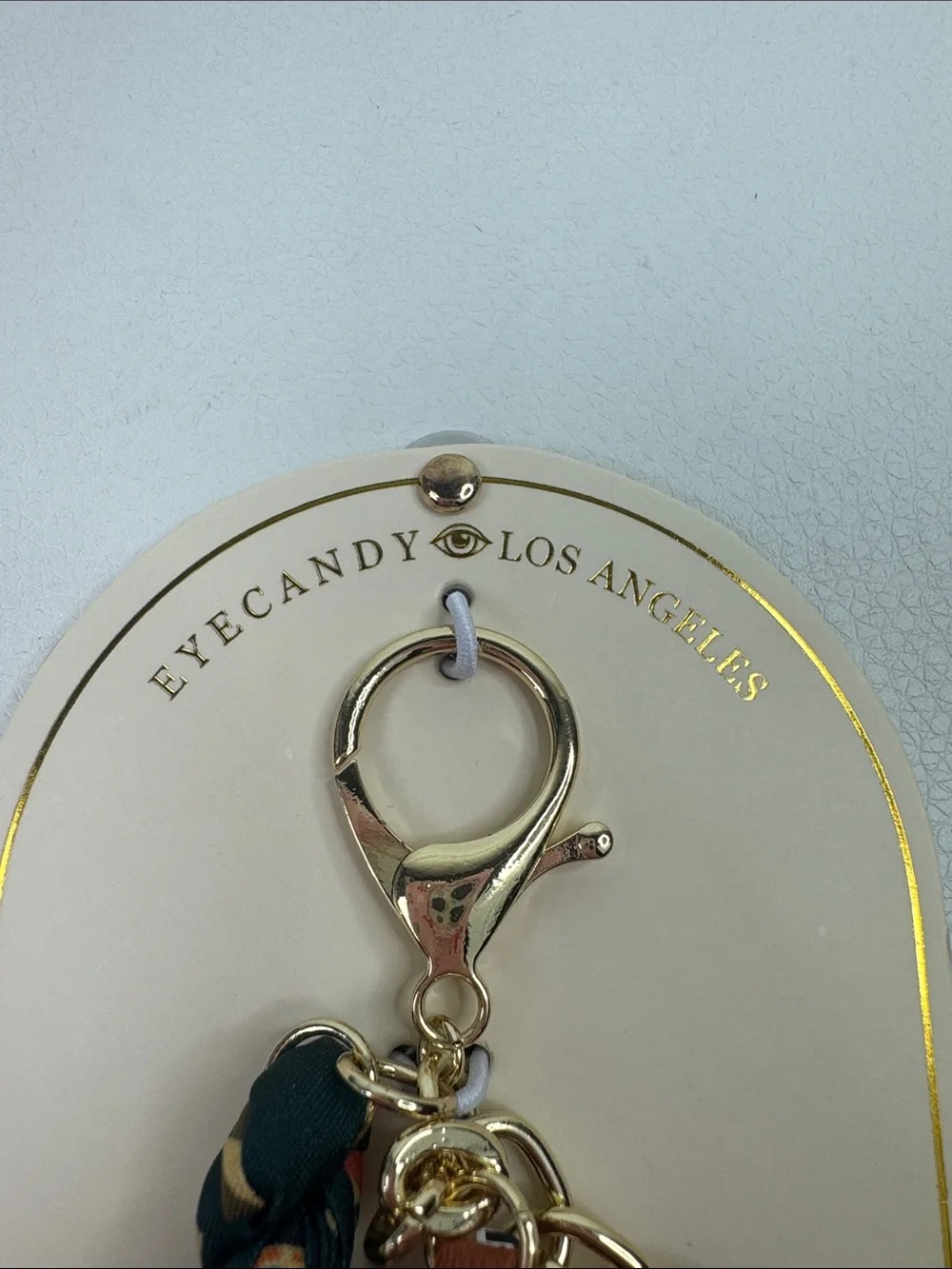 EYECANDY Brown Bear Keychain with Green Scarf Red Heart Charm Gold clip NEW NWT